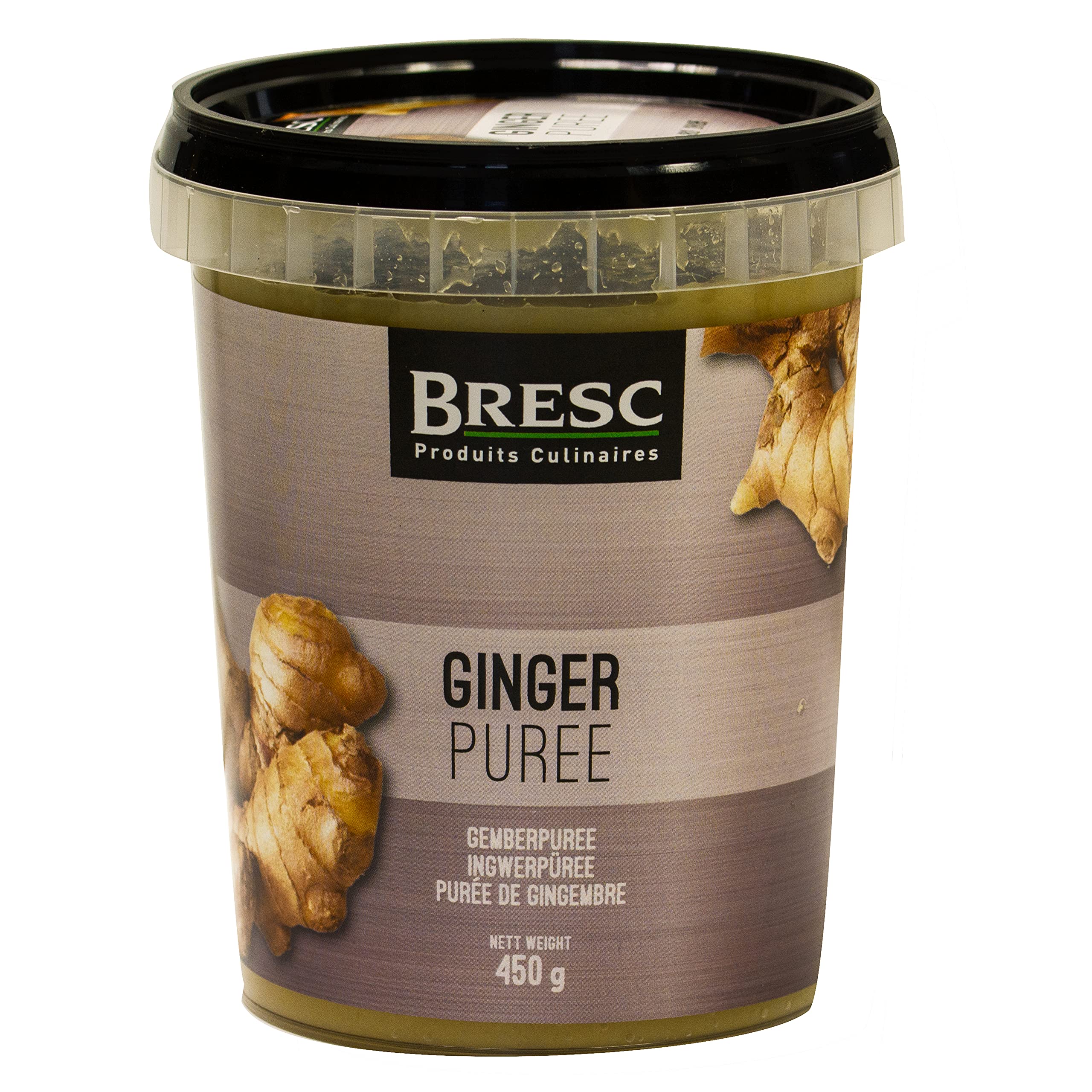 Bresc Ingwer-Püree - 10x 450g - veganes Ginger-Püree aus frischem Ingwer, authentisch asiatisch zum Würzen, ideal für Wok-Gerichte orientalische Suppen Saucen Desserts, feine Konsistenz