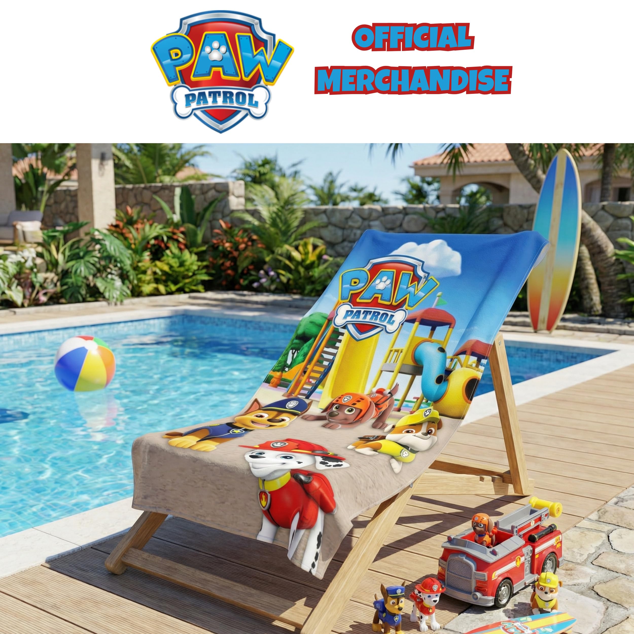 BrandMac Paw Patrol Ręcznik plażowy i kąpielowy, 70 x 140 cm, 100% bawełna, miękki i chłonny ręcznik kąpielowy dla dzieci, oficjalny ręcznik Psi Patrol, idealny na plażę, do kąpieli i na basen