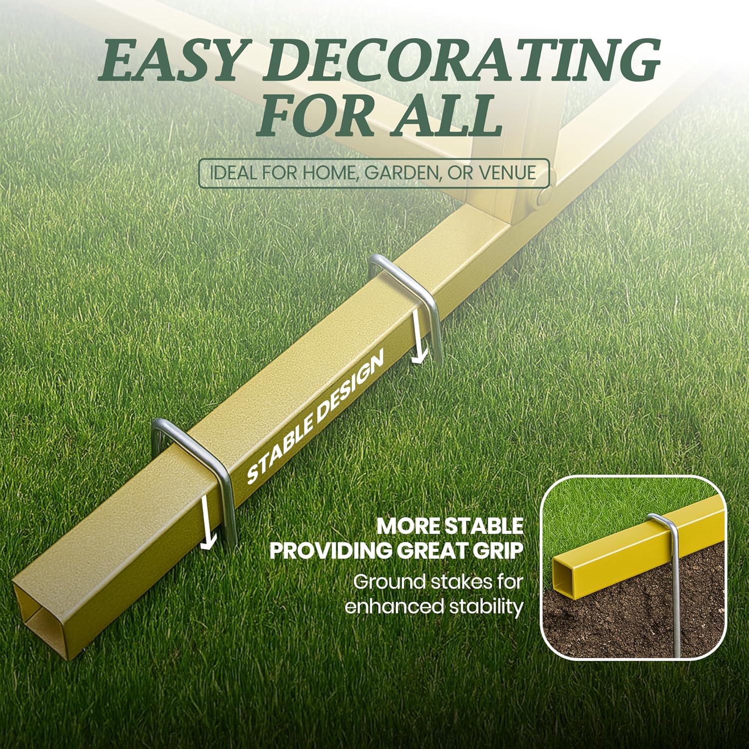 Backdrop Arch Stand 2Pcs Set 7.2FT 6FT Gold Arch Backdrop | Metal Party Backdrop Stand Set with Water Bags, Carry Bags, Garland Strips, Balloon Dot Glues for Wedding Birthday Baby Shower Event Decor