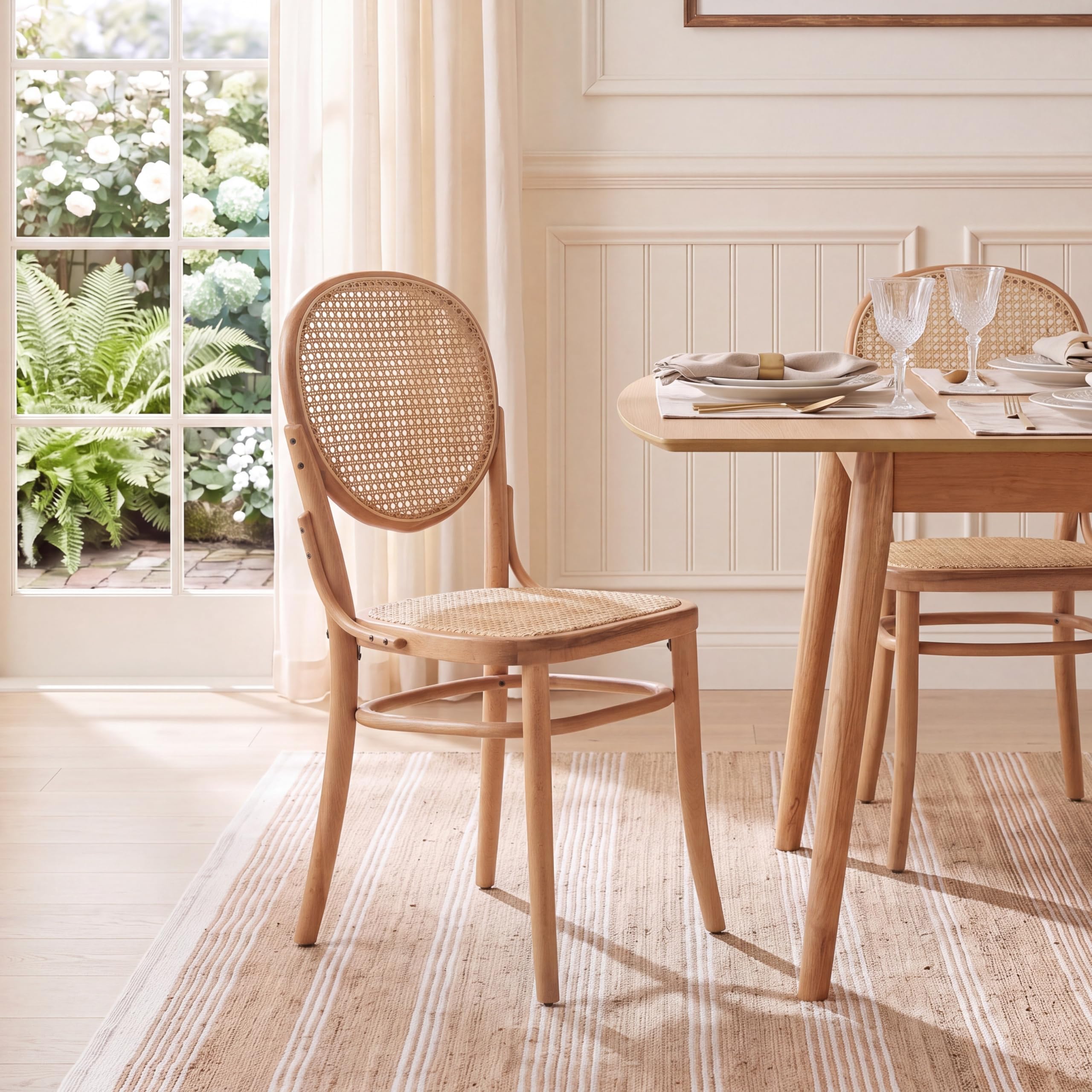 SAFAVIEH Sonia Wood Dining Chair Set of 2, 18.3" Seat Natural DCH9504C