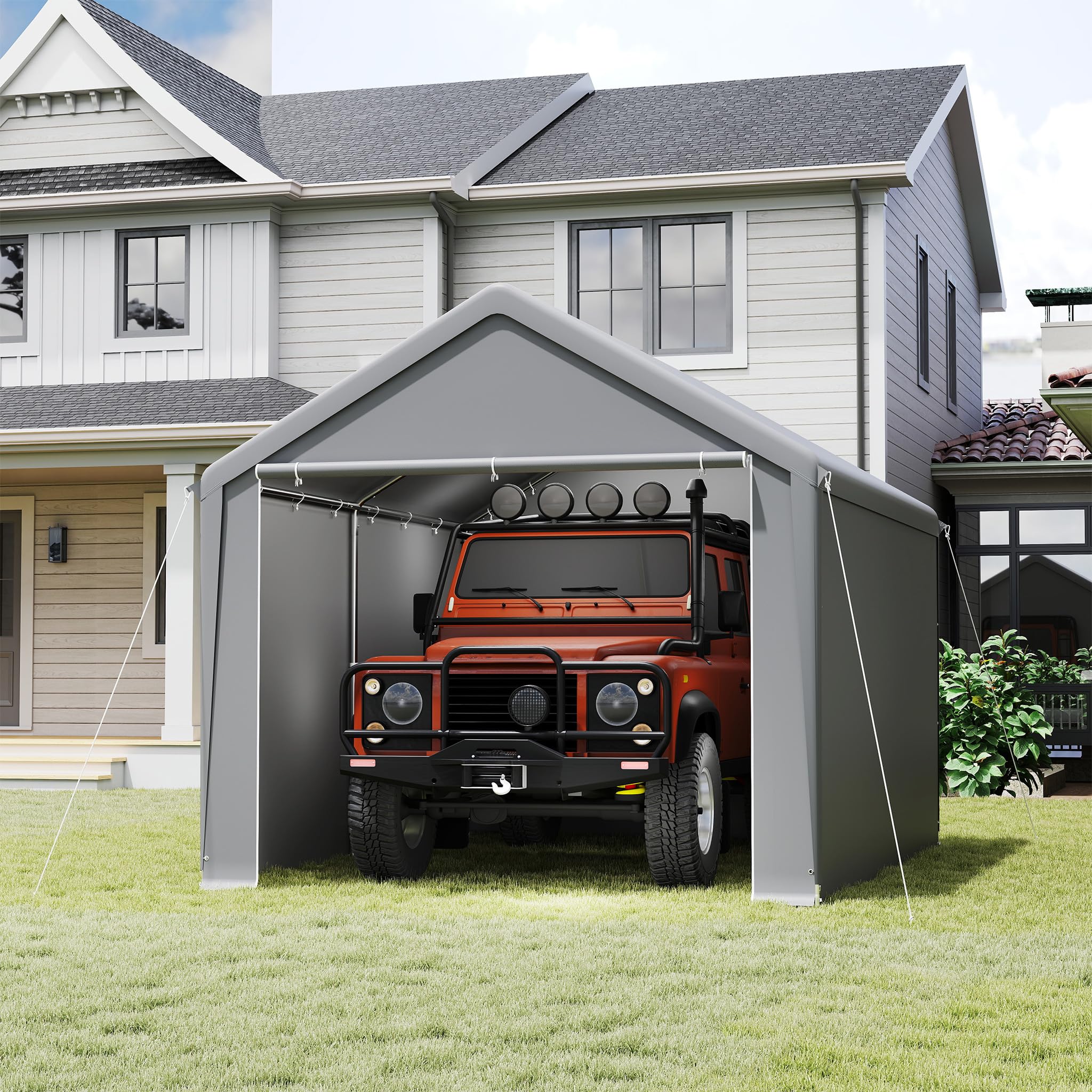 UISEBRT Garage per tende da 3 x 4 m tettoia tenda da campeggio telone PE telaio acciaio resistente