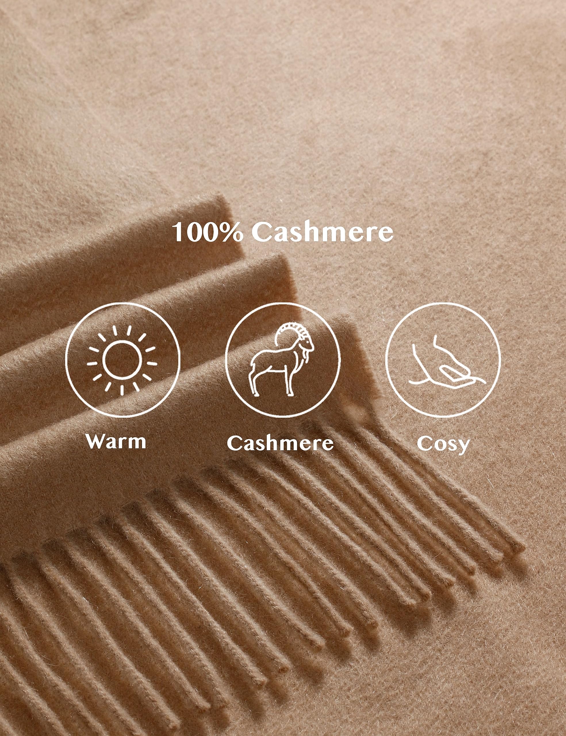 100% Kaschmir Schal – klassischer einfarbiger, warmer, weicher Schal, Geschenk für Damen und Herren