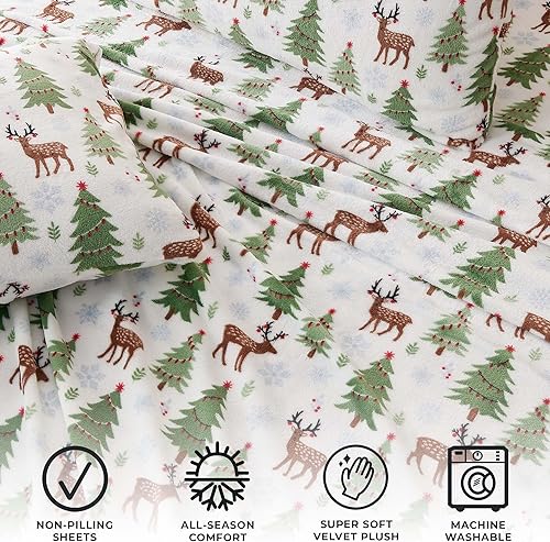 Miniatura 2 de Great Bay Home Juego de sábanas de microvellón de terciopelo suave, no hacen bolitas, bolsillo profundo, colección Lavish Sherpa Velvet Luxe (Queen,