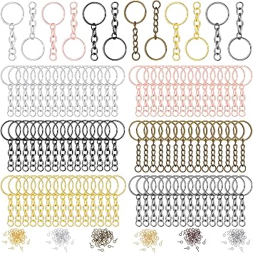 Hotop 360 Pcs Keychain Bulk Key Chain Making Kit Including 90 Keychain Rings with Chain and Open Jump Rings Connectors 180 Small Screw Eye Pins Hooks for Crafts DIY Jewelry Making20 mm,Mixed Color