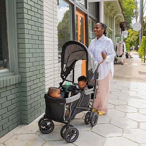 Miniatura 11 de Ingenuity 3Dlite Wagon Convenience - Cochecito ligero para bebés, tiene capacidad para hasta 50 libras y tiene capacidad para 2 niños, negro/gris