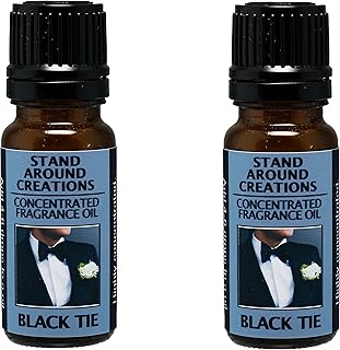 Set of 2 - Concentrated Fragrance Oil - Scent - Black Tie: Sophisticated Notes of Leather w/Warm Woods, Patchouli, Musk. Infused w/Essential Oils (.33 fl.oz.)