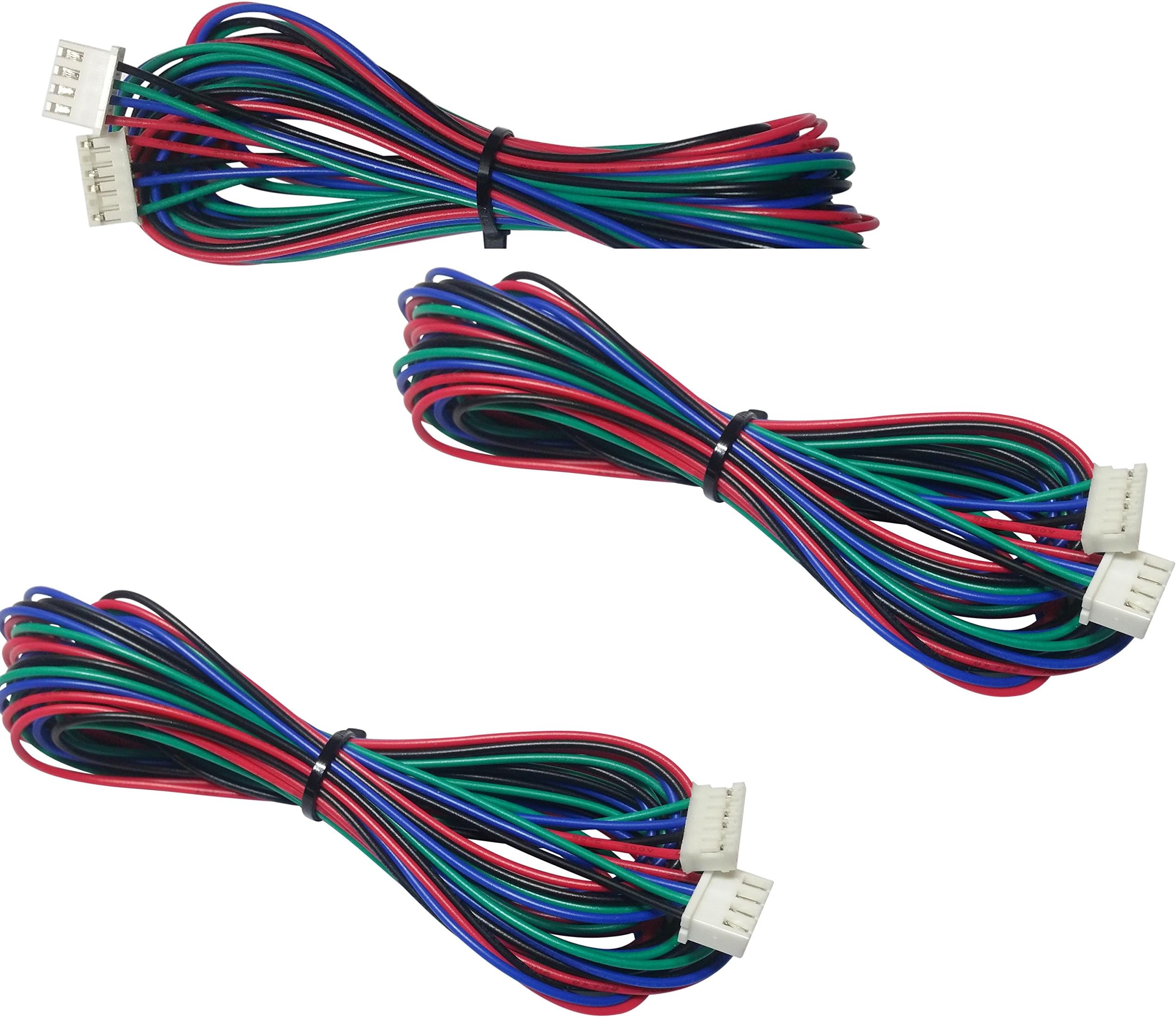 [initeq] 3-Pack 2M (2 Meters) Stepper Motor Cable for 3D Printer and NEMA 17 Stepper Motors – JST Connector