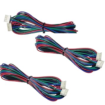 [initeq] 3-Pack 2M (2 Meters) Stepper Motor Cable for 3D Printer and NEMA 17 Stepper Motors JST Connector