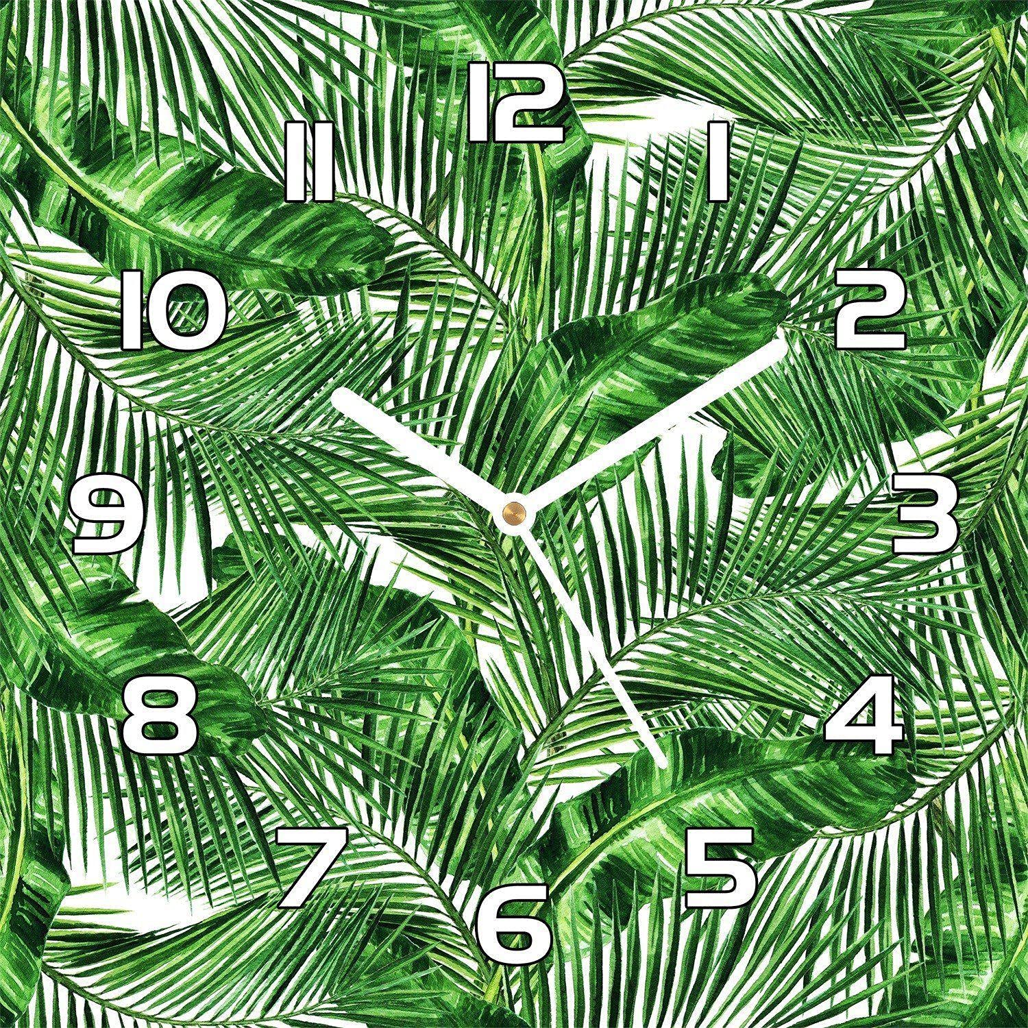 Horloge en Verre 30x30 cm Isljungle Bush pour Cuisine et Salon avec Aiguilles Noires