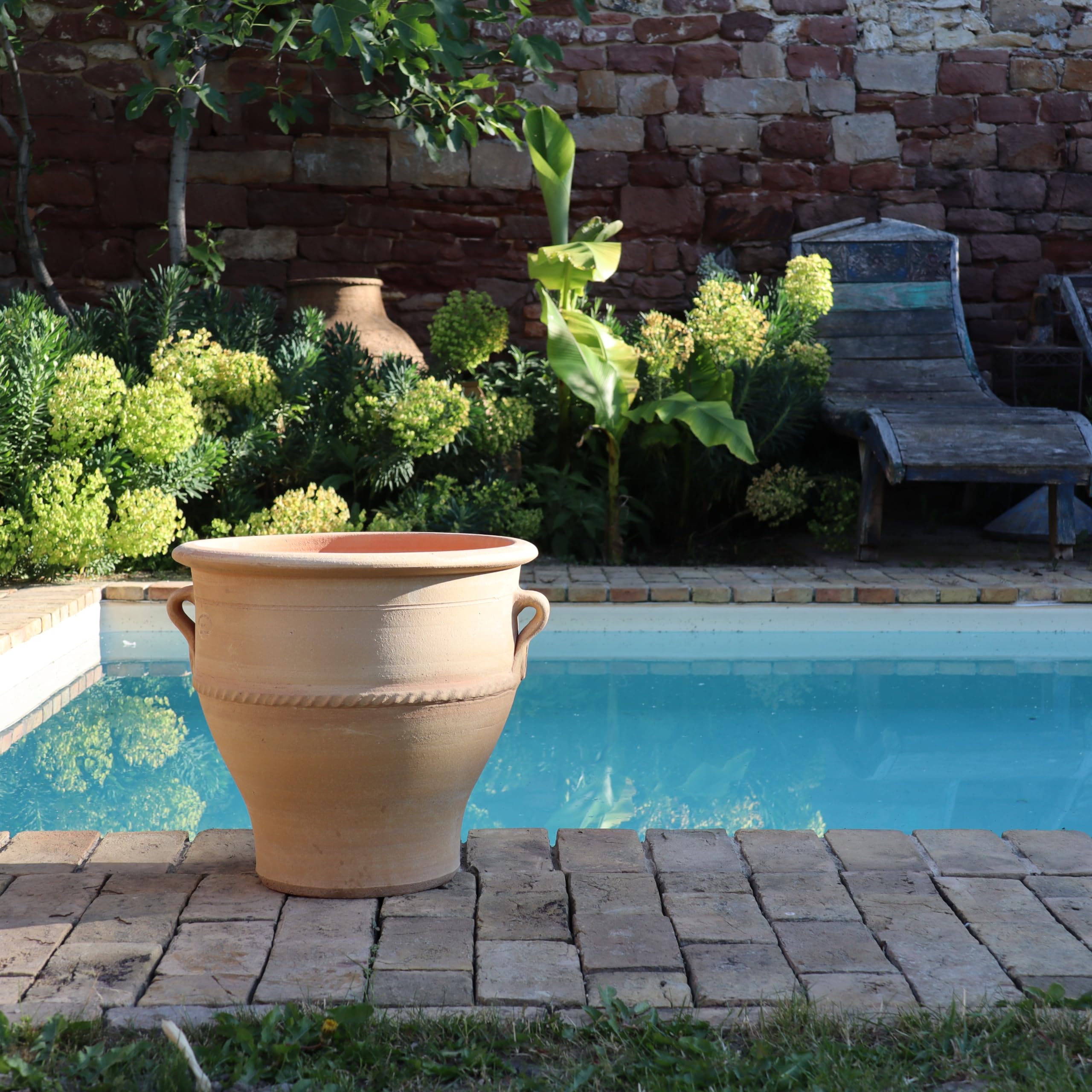 Palatina Werkstatt Vaso 100% fatto a mano, in terracotta rosa, 40 cm, dalla Grecia, atmosfera esclusiva e naturale per il vostro giardino e la casa
