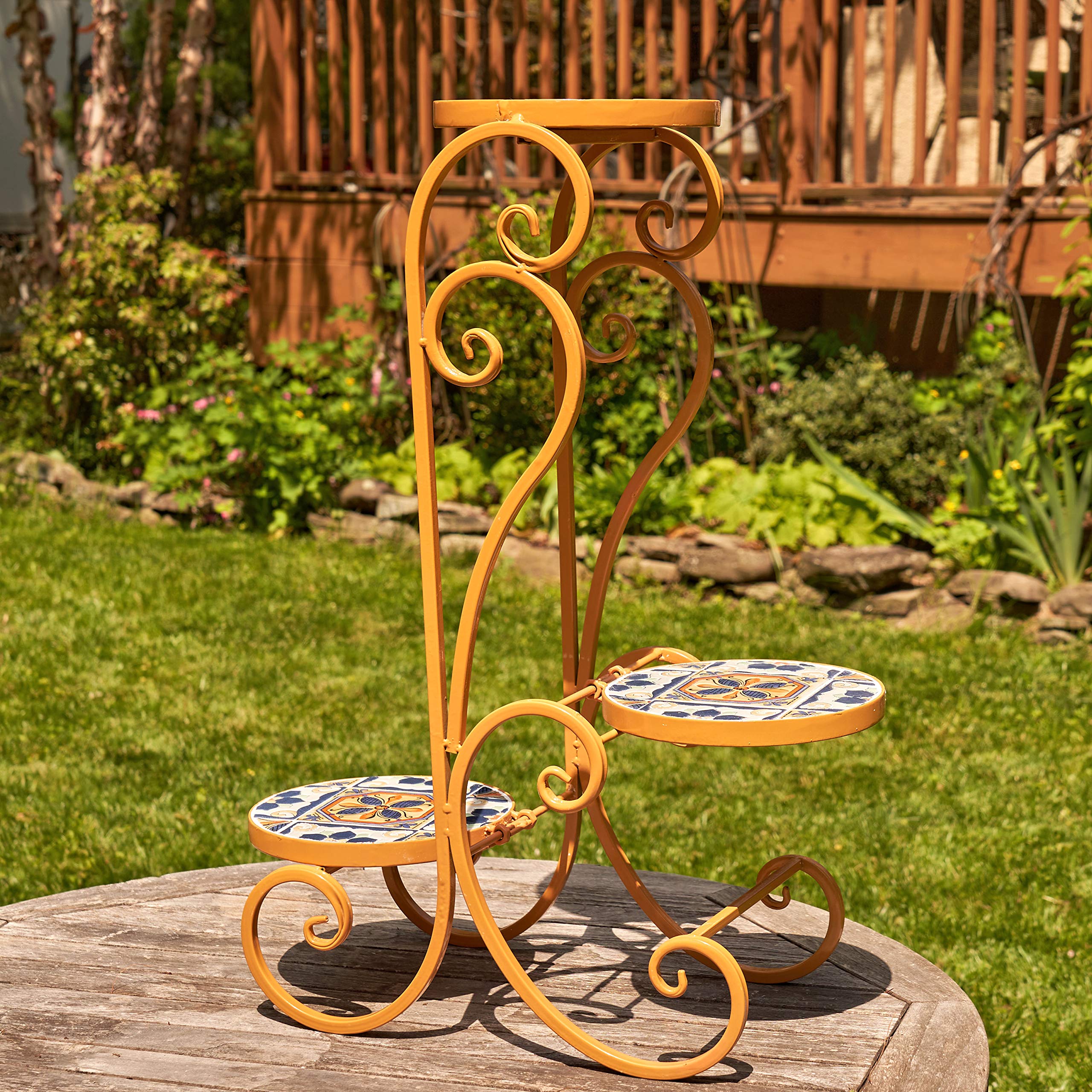 Amazon.co.jp: Zaer Ltd.モザイクタイル家具(3ポットプラントスタンド