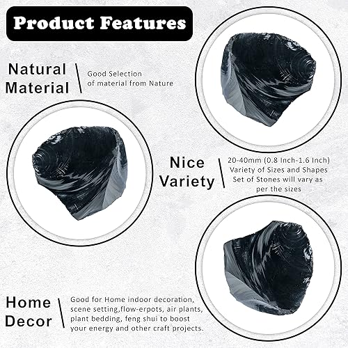 Miniatura 3 de Crocon Piedra natural áspera de obsidiana negra de 1 libra, piedra cruda, pulido, minería, equilibrio de chakras, reiki, curación, buena suerte,