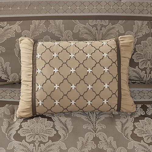 Miniatura 11 de Madison Park Acogedor juego de edredón, lujoso diseño tradicional de damasco jaquard, ropa de cama alternativa para todas las estaciones con fundas