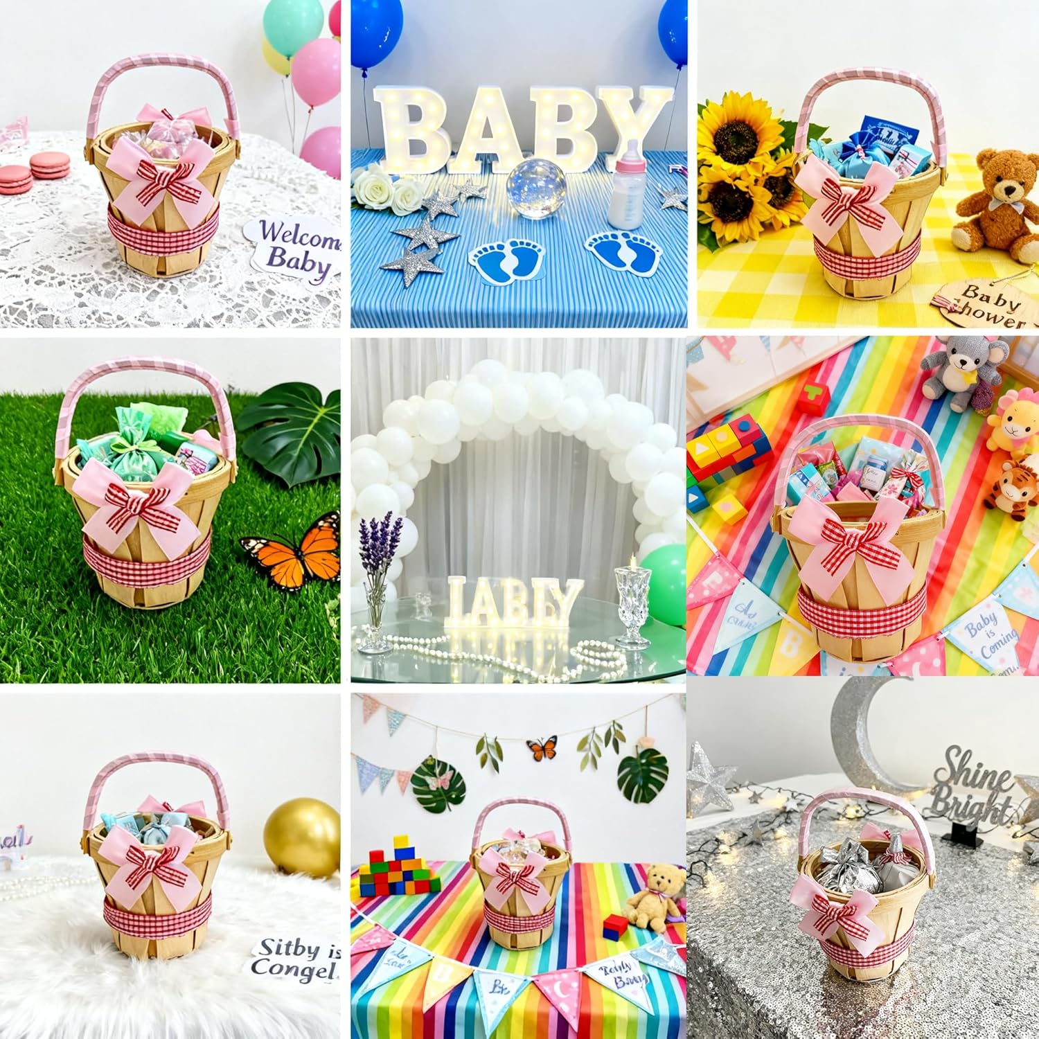 10 Pcs Mini Wooden Apple Baskets Bulk 4 x 5.1 Inch Bushel Baskets with Handle for Gifts, Farmers Market, Fall Picnic, Garden Picking, Fruit Strawberry Flowers Crafts, Home Wedding Party Decor