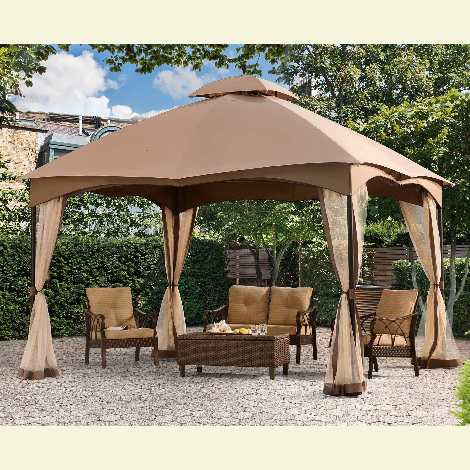 Sunjoy 110109223 Original Replacement Mosquito Netting for Bellagio Gazebo (10X12 Ft) L-GZ933PST Sold at Homedepot, Beige