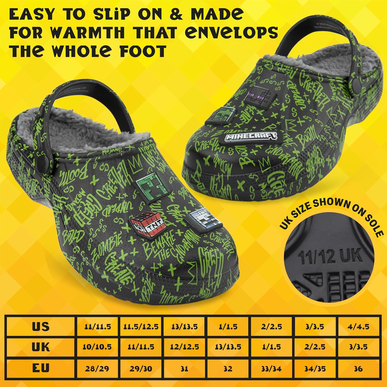 Get Trend Minecraft Clogs for Boys Teens, Fleece Non Slip Indoor Slippers, Kids House Shoes, Creeper Gamer Gifts for Boys - Image 6