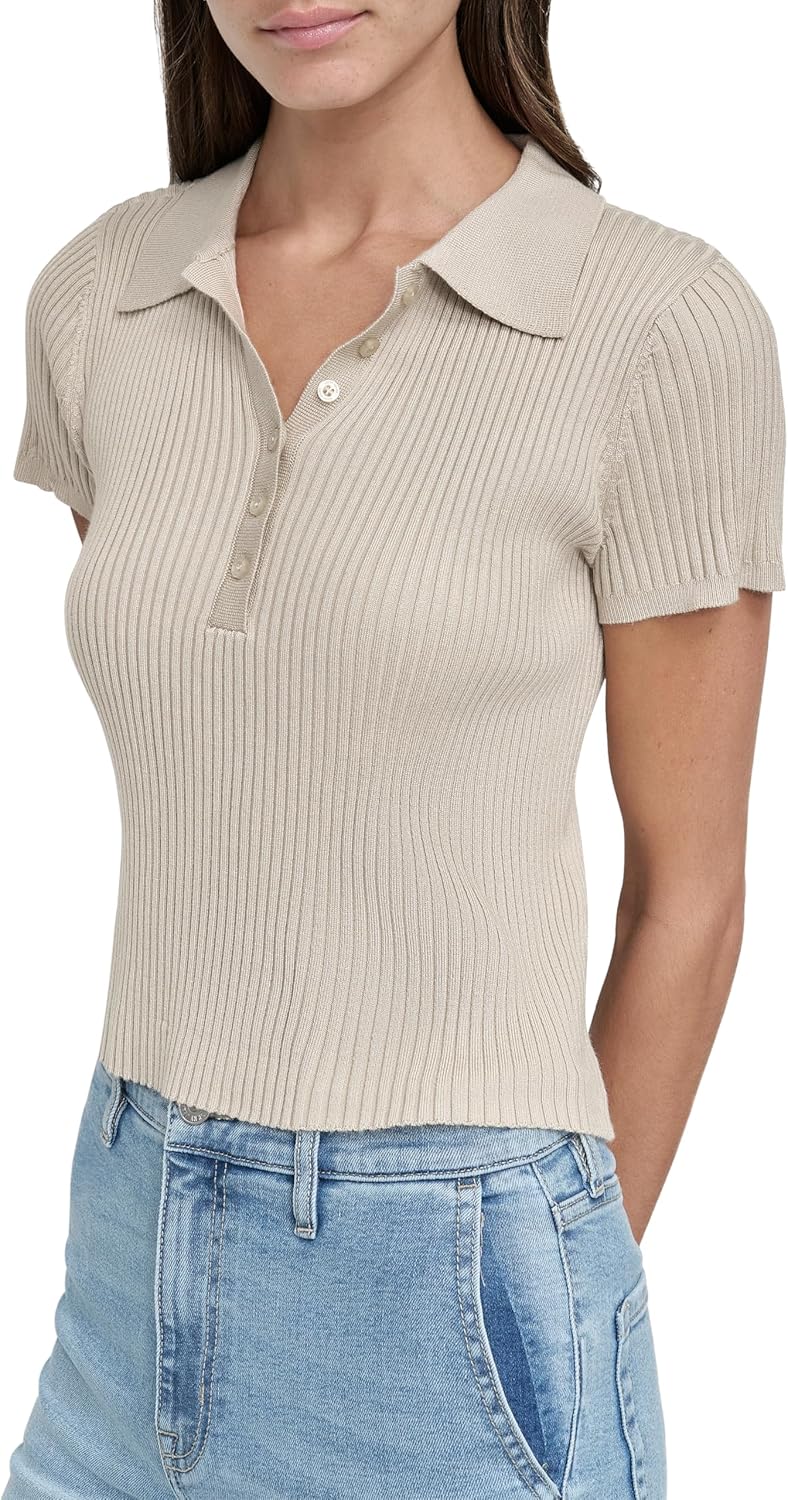 DKNY Womens Polo Trendy Ribbed Soft Sweater - Image 2