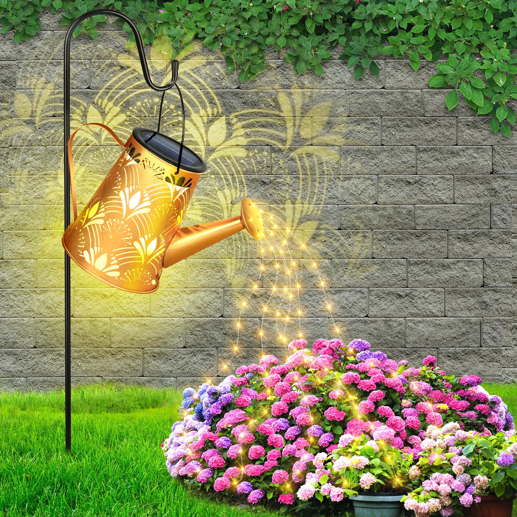Lampe Solaire D'extérieur En Forme D'arrosoir Avec Guirlande - Déco Vintage étanche IP65 Pour Jardin, Terrasse, Allée - 13