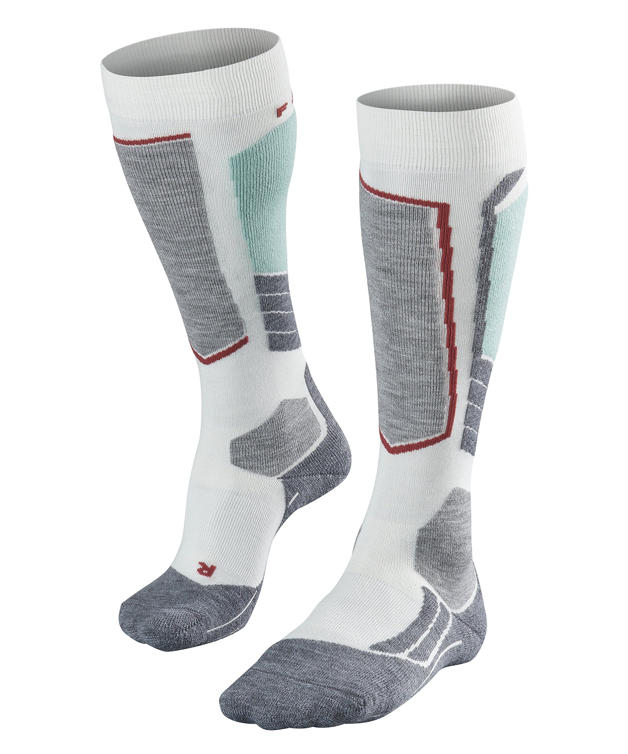 FALKE Damen Skisocken SK2, atmungsaktive Skistrümpfe mit Merinowolle, Antiblasen, Kniestrümpfe zum Skifahren, hohe Wärmeisolation, 1er Pack, offwhite, 41-42