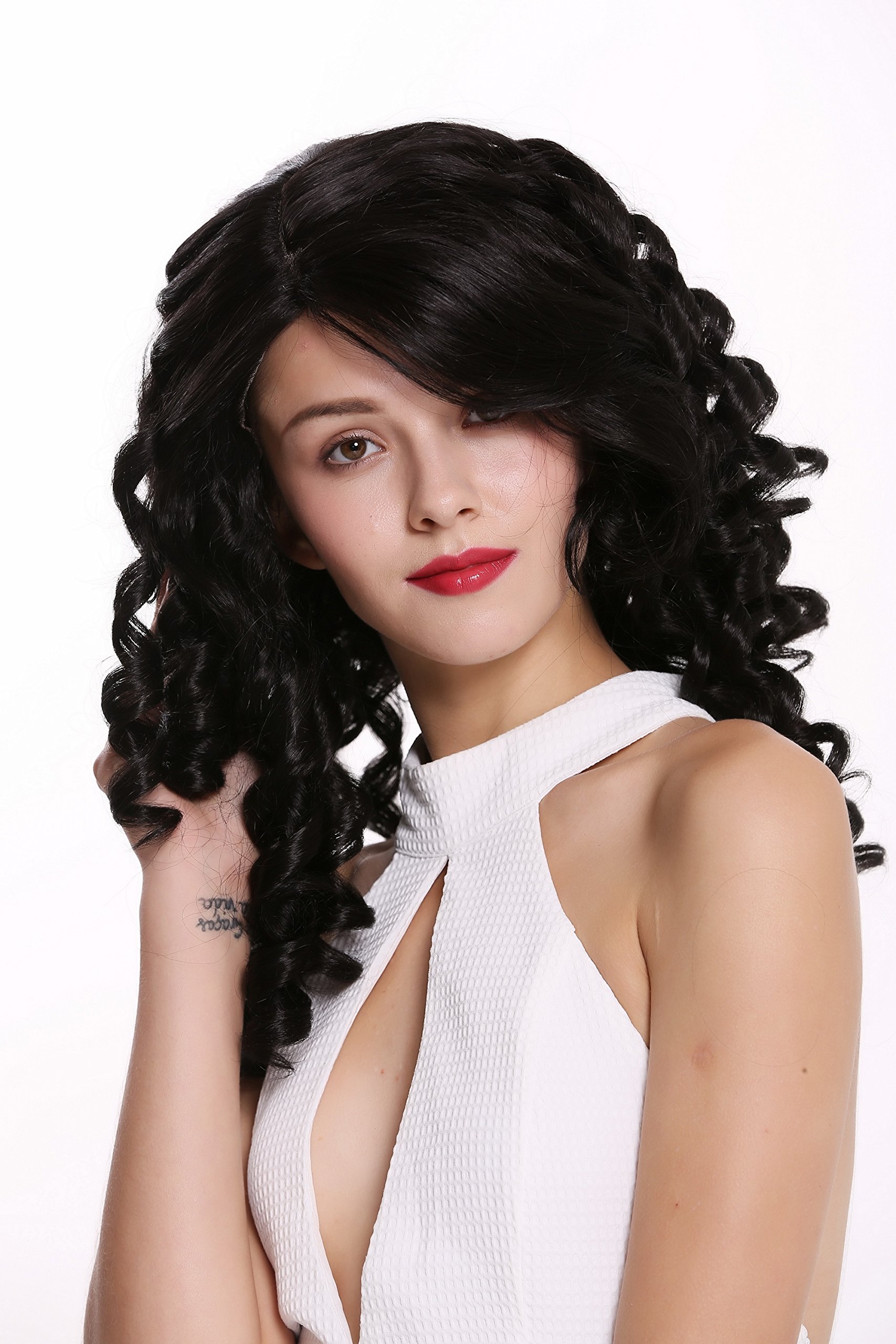 WIG ME UP - BS217-MF-2 Quality women's wig lace front partial monofilament long baroque lady curls corkscrew curls black - Image 3