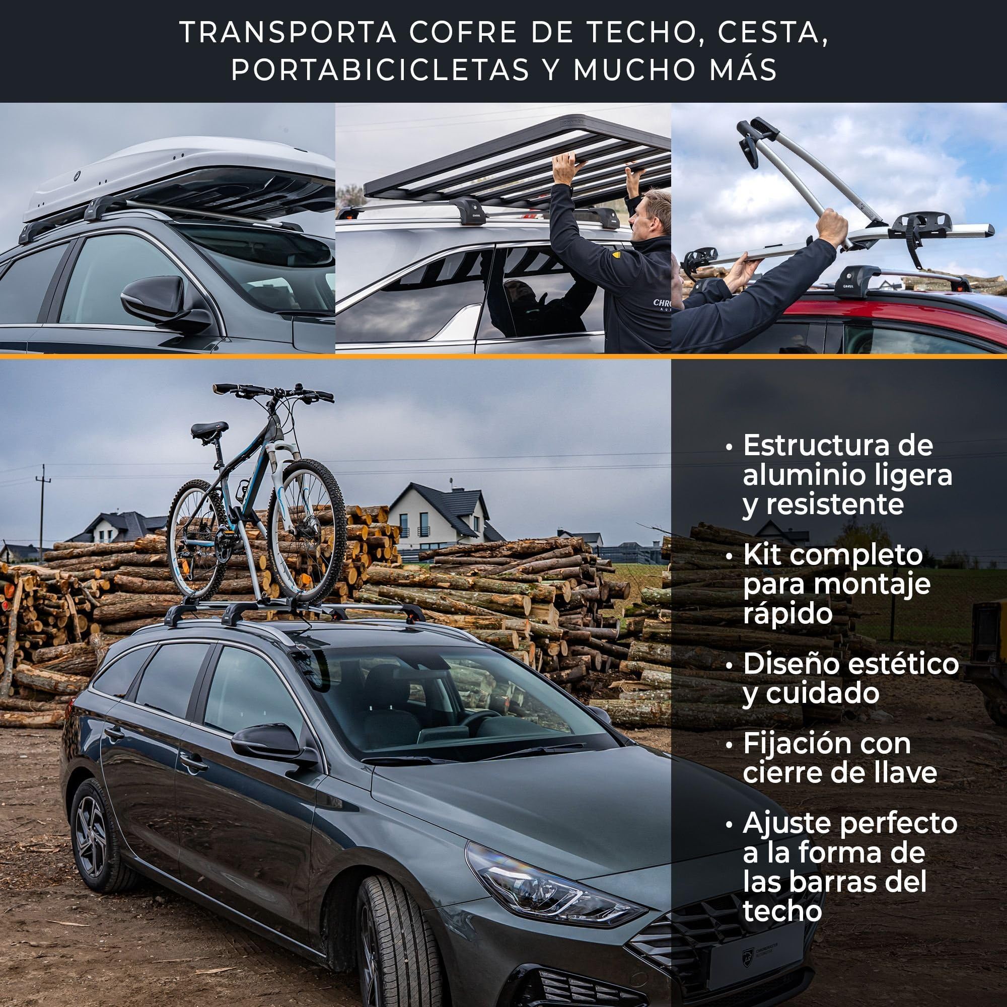 CHROMEMASTER Barras de Techo Compatibles con BYD Seal U 2024+; Portaequipajes de Techo Compatible para Cofres, Portabicicletas, Escalera | Ideal para Vacaciones, Viajes y Uso Diario