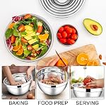 E-far Mixing Bowls with Lids Set, 7-Piece Stainless Steel Metal Mixing Bowls with 3 Grater Attachments, Size 4.6, 3.5, 2.6, 2, 1.5, 1, 0.7QT, Nesting Design & Black Airtight Lids, For Baking/Cooking