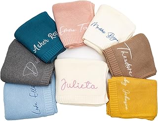Personalized Baby Blanket - Custom Knit with Embroidery, Monogrammed Bab...