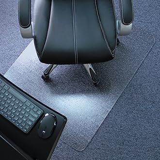 Marvelux Large Office Chair Mat for Carpeted Floors 116 x 130 cm - Polycarbonate Floor Protection Mat - Rectangular, Transparent Chair Rug Pad - Durable Carpet Protection Mat for Under Office Chairs