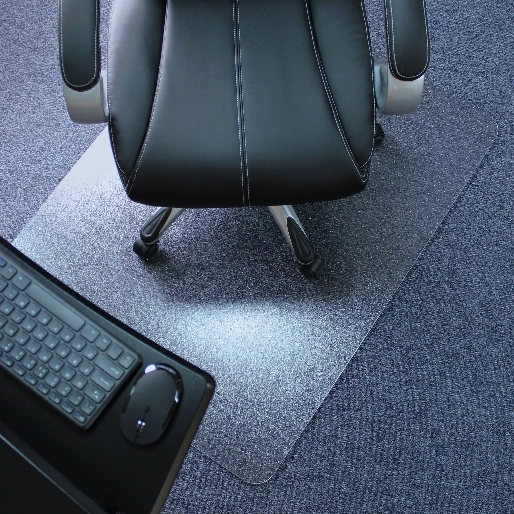 Marvelux Large Office Chair Mat for Carpeted Floors 116 x 130 cm - Polycarbonate Floor Protection Mat - Rectangular, Transparent Chair Rug Pad - Durable Carpet Protection Mat for Under Office Chairs