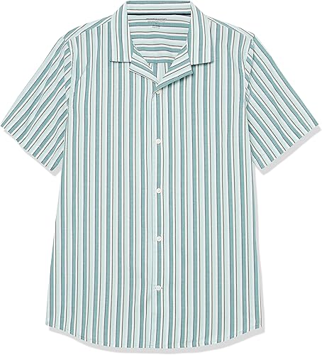 Miniatura 5 de Tienda Essentials Camisa de algodón vacacional para hombre, manga corta ajustada