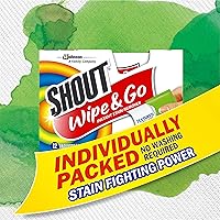Vista 5 de Shout Wipes, Wipe and Go - Quitamanchas instantáneo, removedor de manchas y manchas de lavandería para llevar, 4 toallitas (paquete de 1)