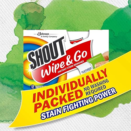 Miniatura 6 de Shout Wipes, Wipe and Go - Quitamanchas instantáneo, removedor de manchas y manchas de lavandería para llevar, 4 toallitas (paquete de 1)
