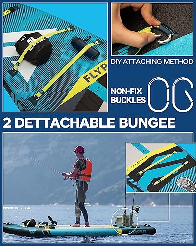 Miniatura 5 de Tabla de remo inflable para pescafamilia de 10 pies 811 x 35 pulgadas, tabla de remo inflable extra ancha, tabla de remo estable de pie, soporte