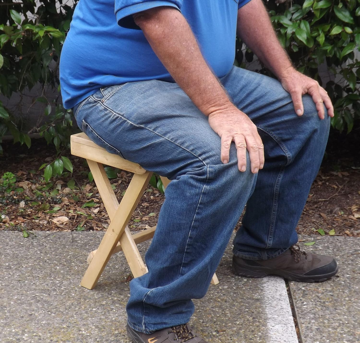 Folding Gmelina Wood Folding Stool or Side Table with Mahogany Stain
