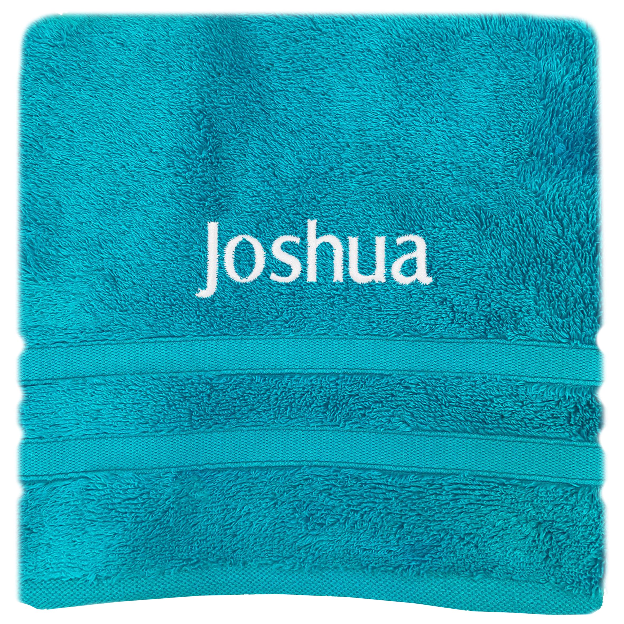Gaveno Personalised Bath Hand Towels Sizes Embroidered Name (Turquoise, Bath Towel)