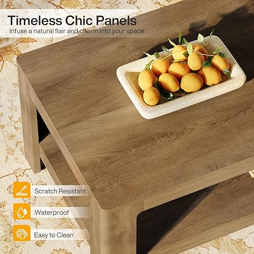 Miniatura 7 de Tribesigns Mesa auxiliar, mesa central de 2 niveles con almacenamiento, mesas rectangulares de sala de estar de 47.24 pulgadas para el hogar