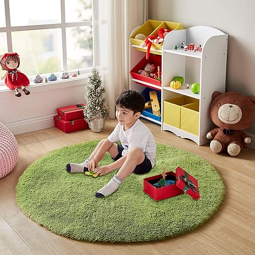 Miniatura 3 de GKLUCKIN Alfombra redonda de 4 pies, alfombra circular suave y esponjosa para dormitorio, guardería, habitación de los niños, decoración del hogar