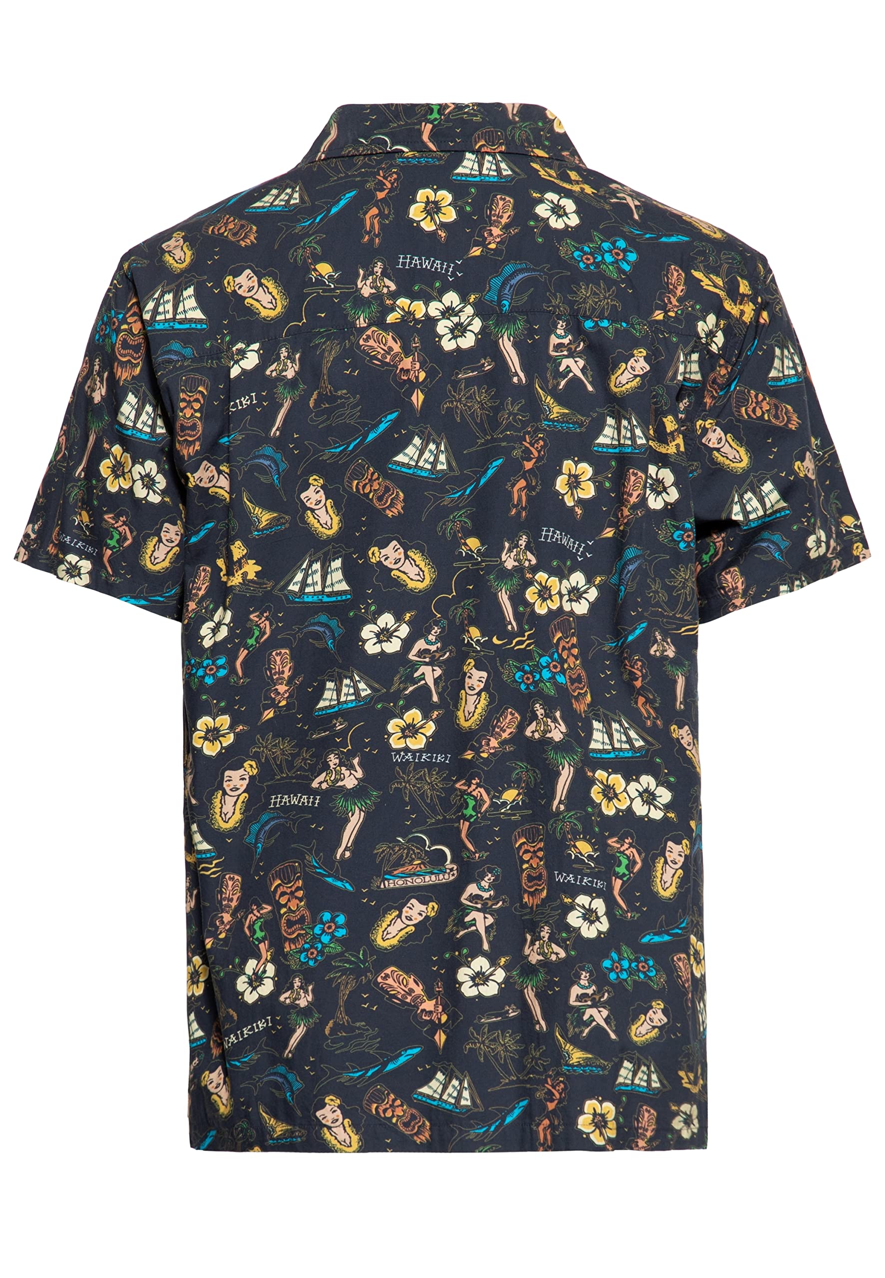 King Kerosin Herren Hemd Alloverprint Printhemd Hawaiian Shirt Kurzarm Hawaiihemd Kurzarm-Hemd Tropical