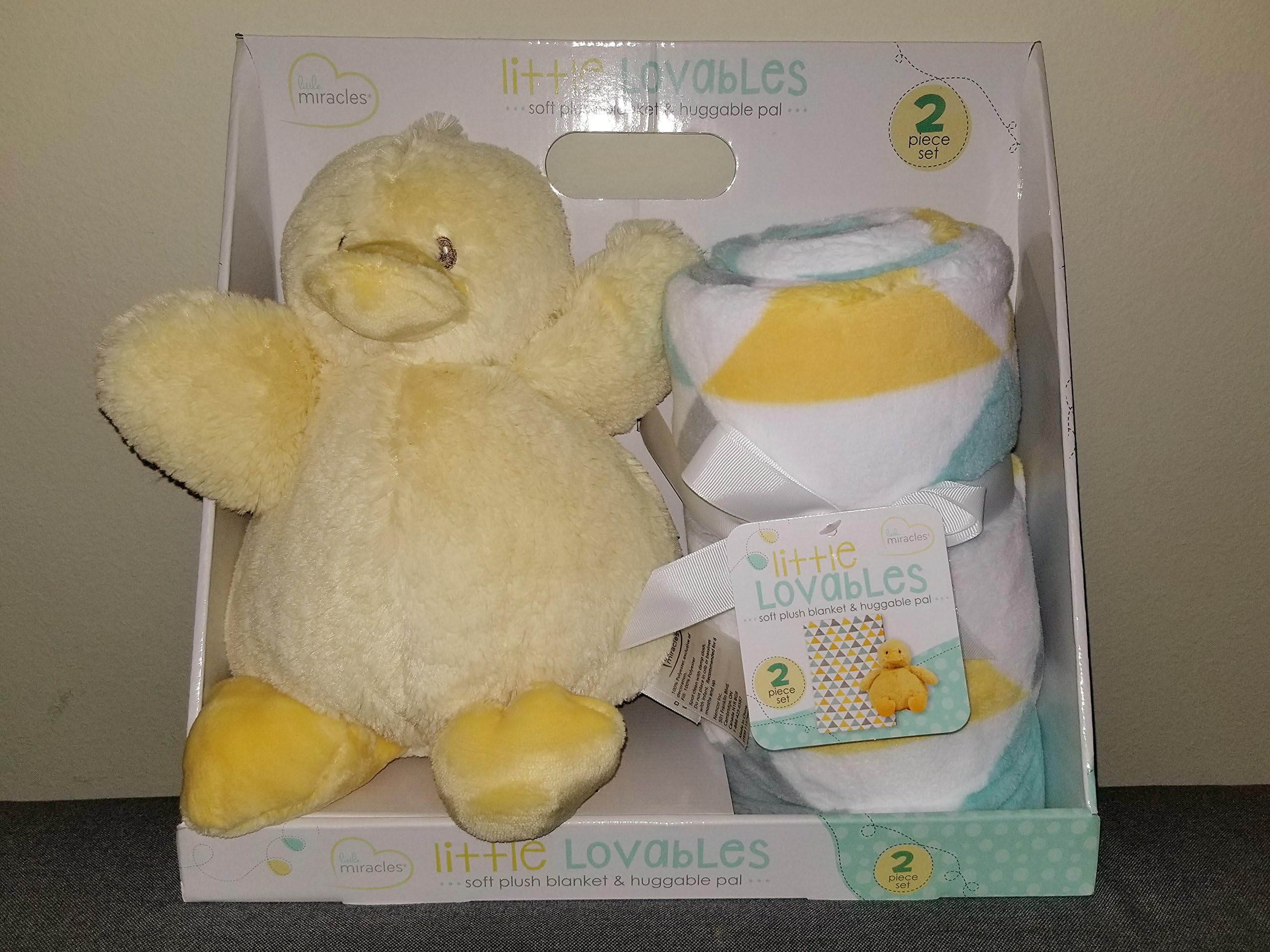 Little Lovables Soft Plush Blanket and Huggable Pal - Yellow Duck 2 Piece Set (Yellow)