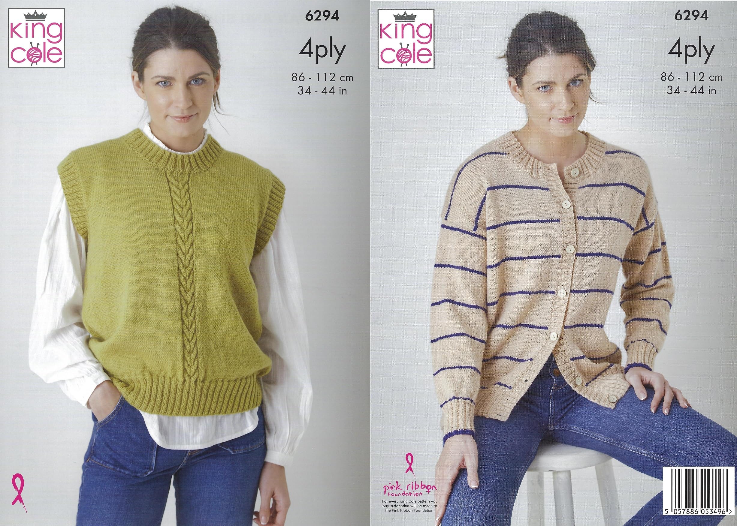 King Cole 4 Ply Knitting Pattern - 6294 Ladies Tunic Top & Cardigan (2 Designs)