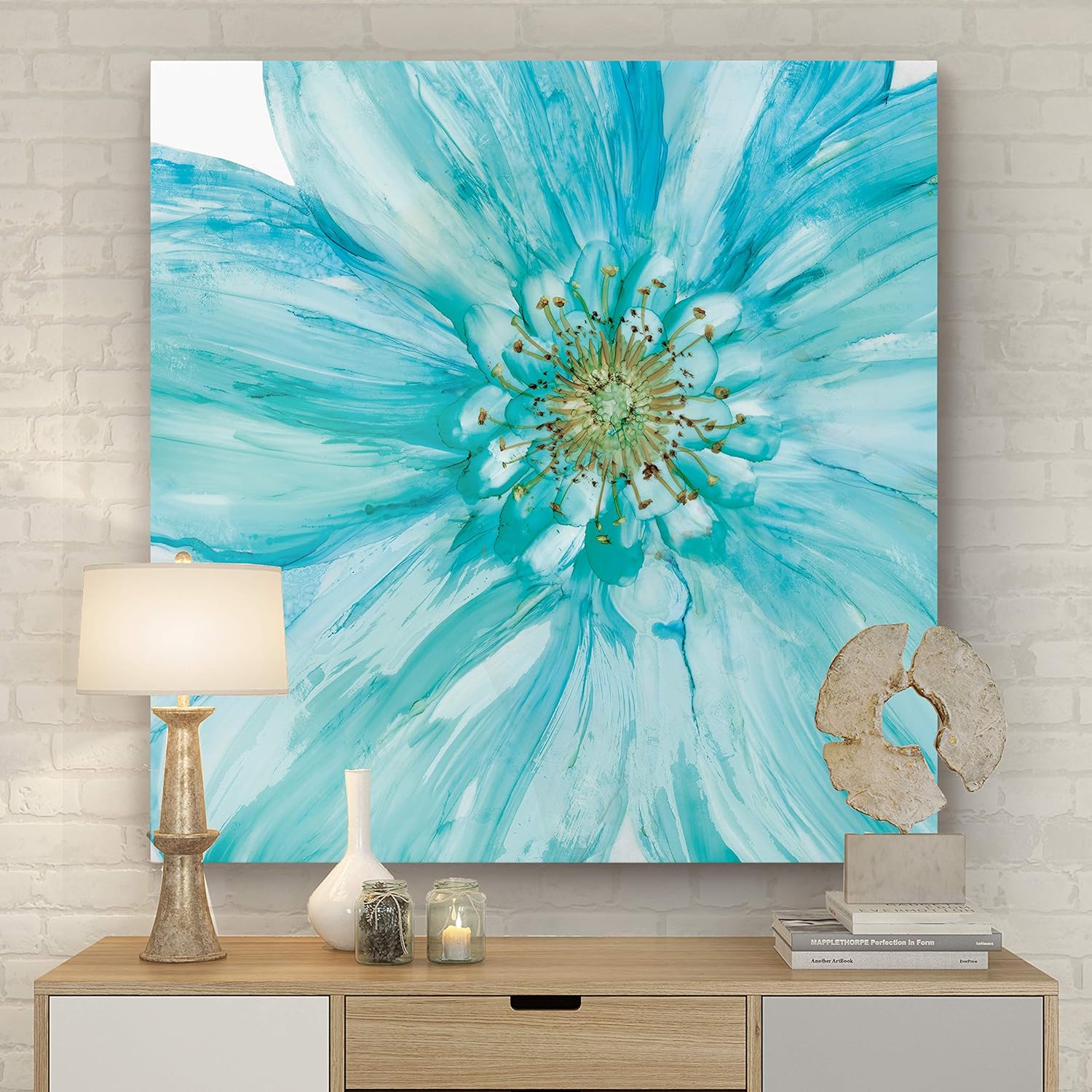Renditions Gallery Floral Wall Art, Wall Décor Canvas, Classic, Geometric, Abstract, Transitional, & Country Chic, Ready to Hang - Bold Blue II 24X24