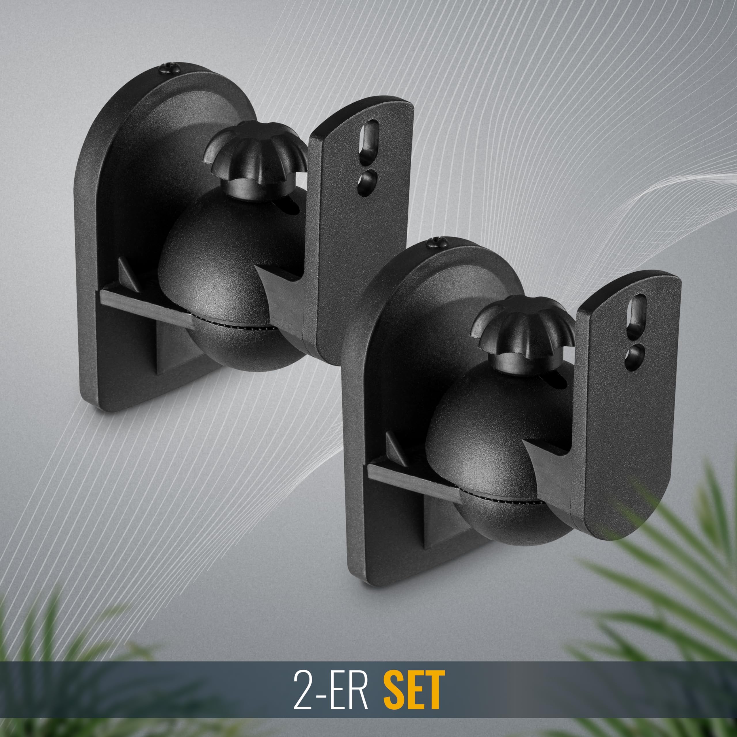 RICOO Supporti Universali per Casse LH028-B Altoparlanti da Parete Orientabile 50x87x64mm Set di 2 Nero