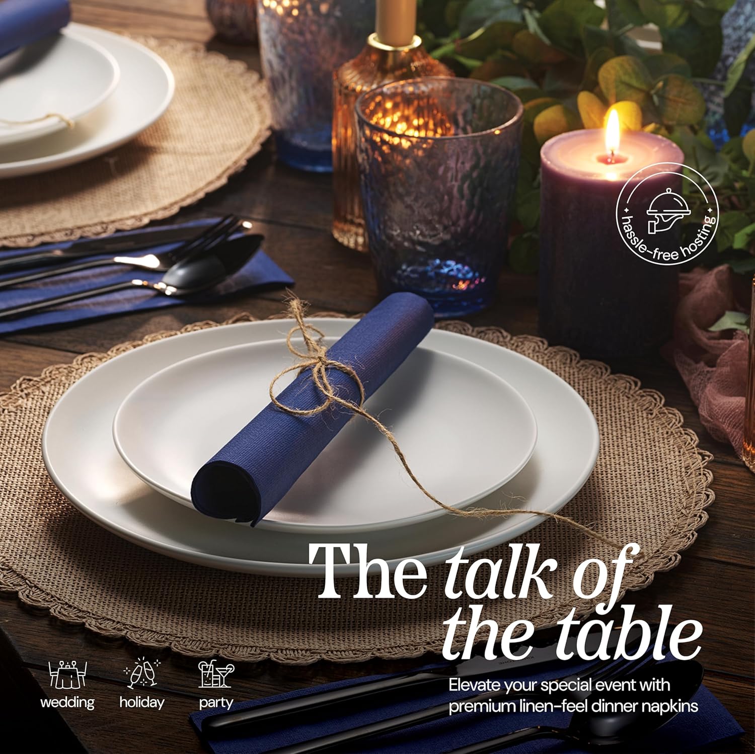 300 Pack Disposable Blue Napkins Paper, 3-Ply, 12" x 17" Blue Paper Napkins, Decorative Hand Guest Towels, For Wedding, Kitchen or Event