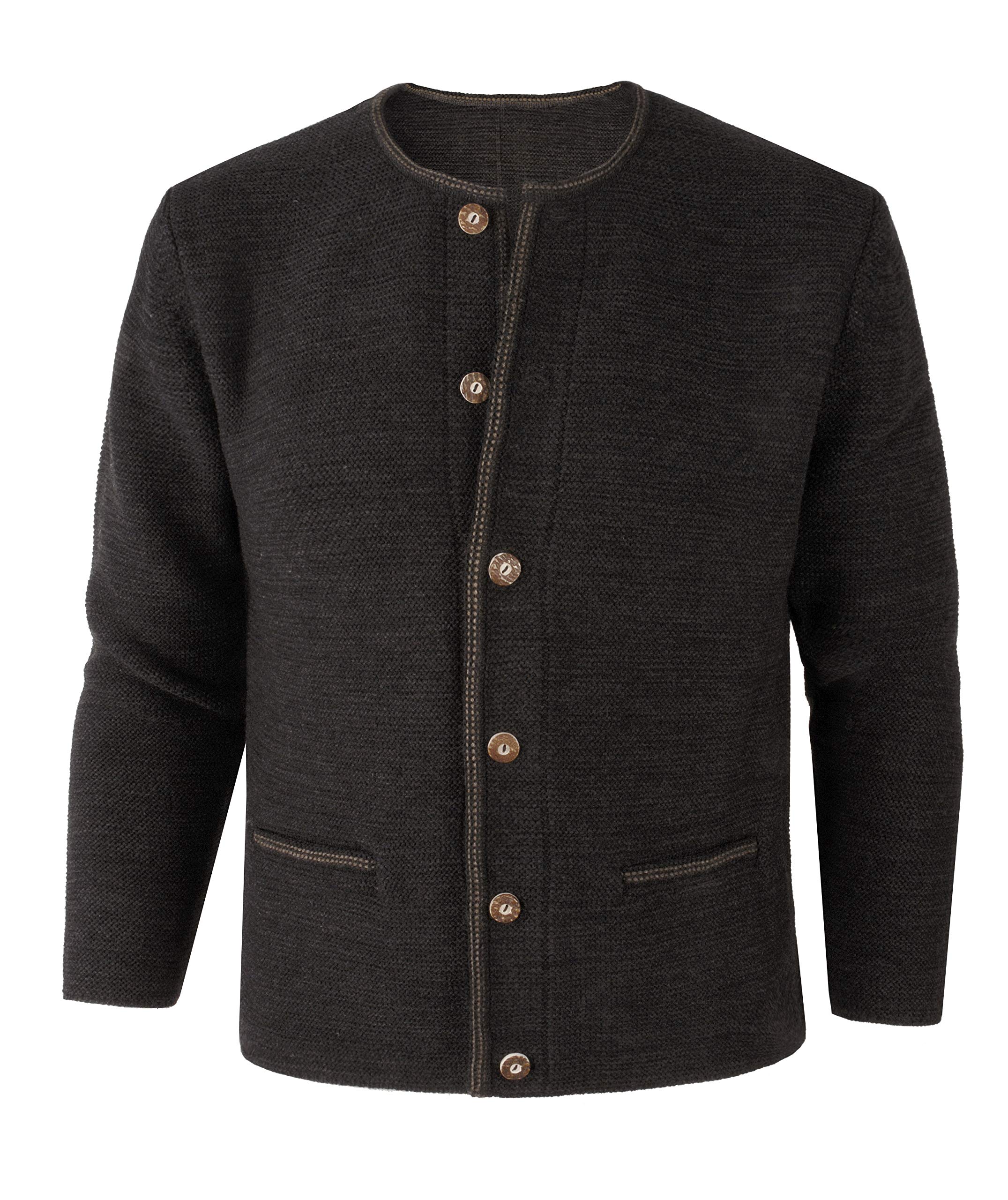 Herren Trachtenjacke Trachtenstrickjacke Trachtenjanker Strickjacke Tracht Grau Schwarz Braun