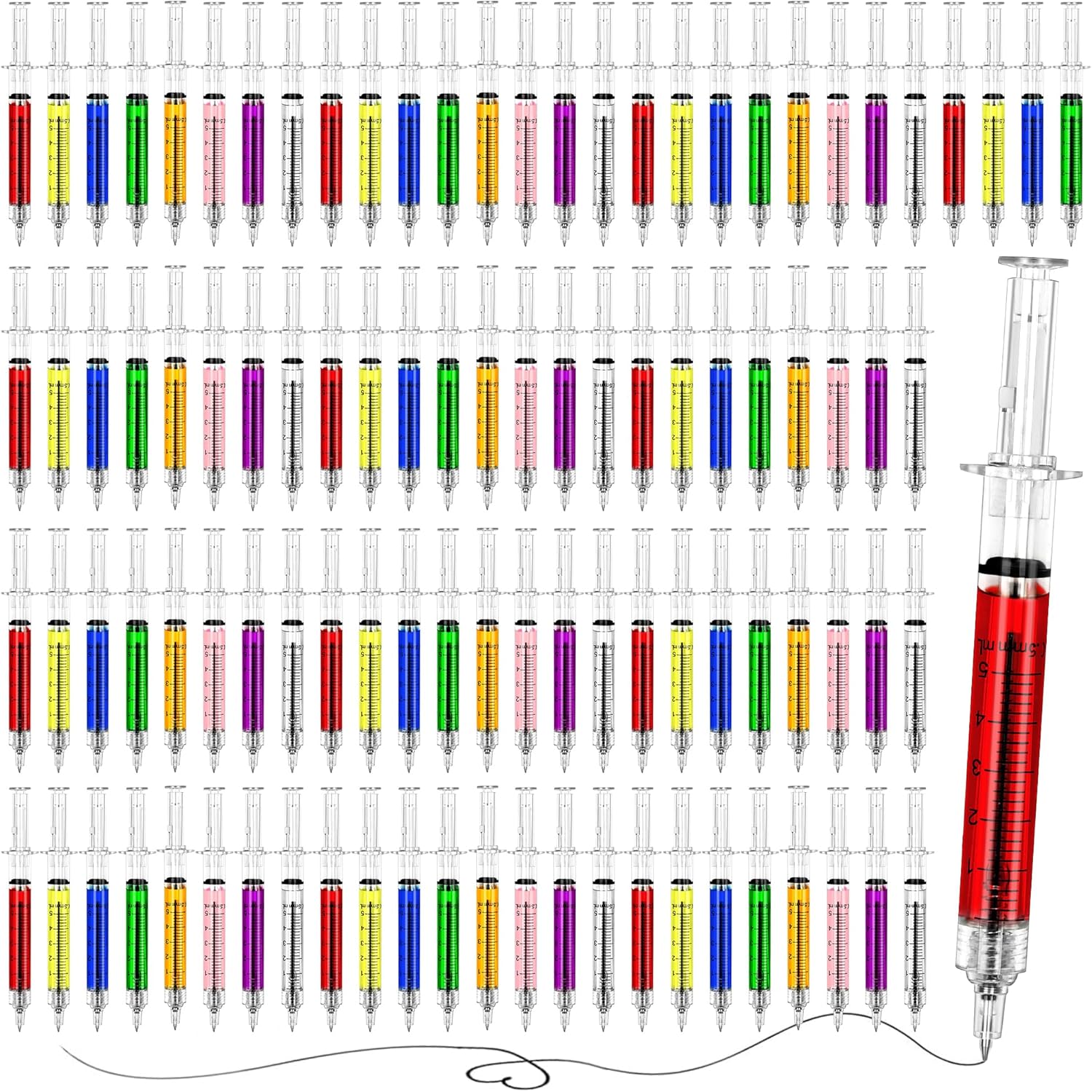 100 PCS Nursing Pens Set, Multi-color Syringe Pens for Nurses, Retractable Nurses Week Gifts Bulk, Black Ink Nursing Ballpoint points Pens for Medical Assistants Students Pharmacy Technician