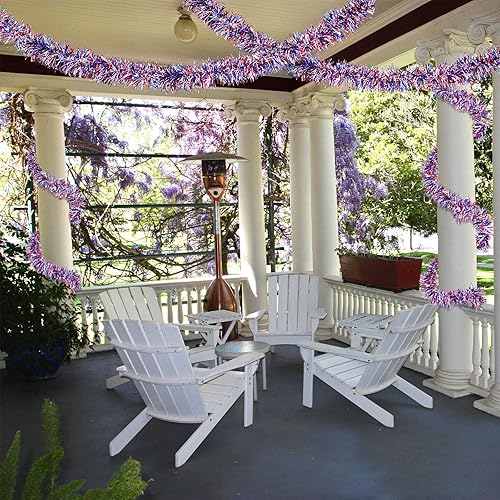 Miniatura 4 de WILLBOND 6 guirnaldas patrióticas de oropel para el Día de la Independencia de 39.4 pies, decoraciones del Día de los Caídos, guirnaldas de oropel