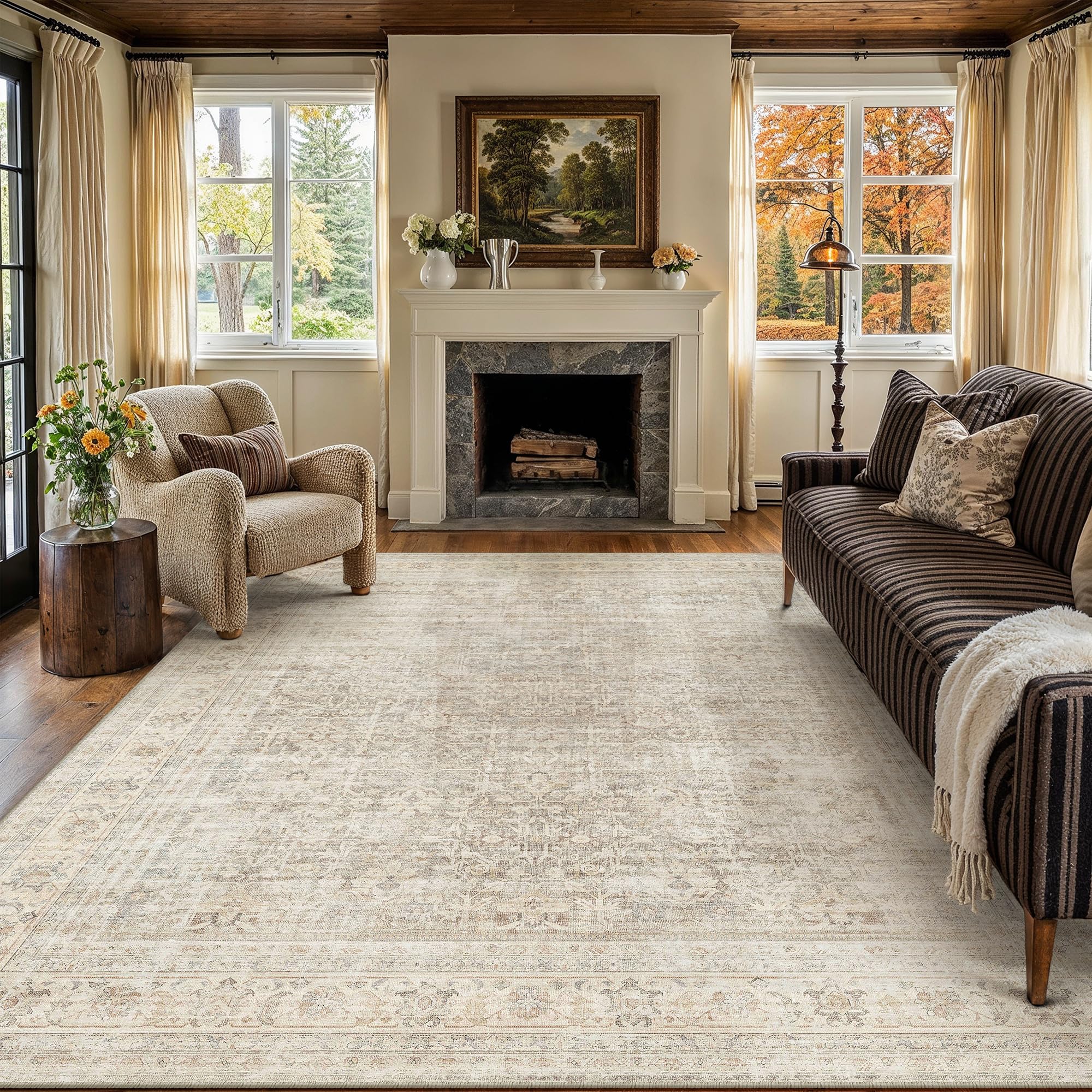 Photo 1 of Berthmeer 8x10 Area Rug Beige Vintage Distressed Carpet