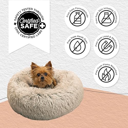 Miniatura 6 de Best Friends by Sheri - The Original Calming Donut - Cama calmante en forma de dona para perros y gatos - Pelo largo, gris pardo, S, 18 x 18 pulgadas