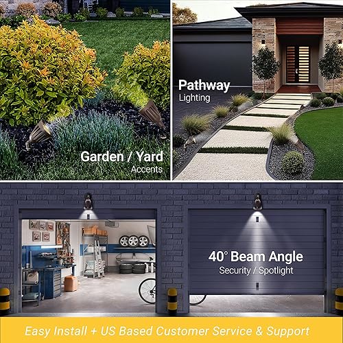 Miniatura 3 de NUWATT Luces LED de paisaje de 25 W, iluminación exterior brillante de 3500 lm para patio, 30K/40K/50K seleccionable, montaje en nudillo de 1/2