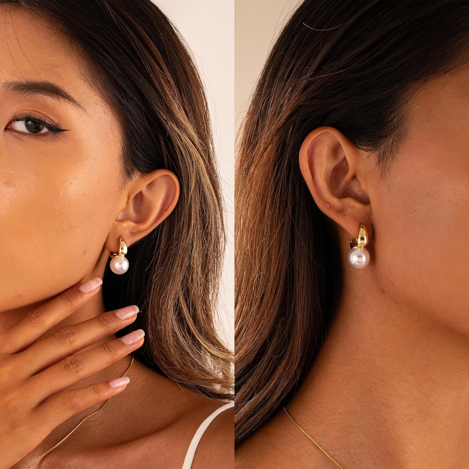 CHESKY Pearl Earrings for Women, Dainty 14K Gold Plated/Silver Plated Drop Quality Handpicked AAA+ Freshwater Cultured Round Pearls Dangle Earrings Wedding Jewelry for Women Gifts - Image 2